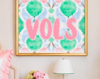 Decorazioni per dormitorio dei Tennessee Vols da stampare / Quadri dei Vols da appendere al muro / Decorazioni per appartamenti universitari / Stampe artistiche in stile preppy
