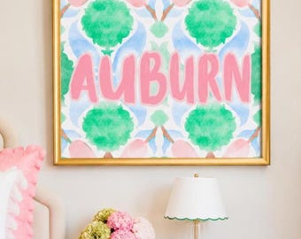 Decorazioni per dormitorio di Auburn da stampare / Quadri da parete di Auburn / Decorazioni per appartamento universitario / Stampe artistiche preppy