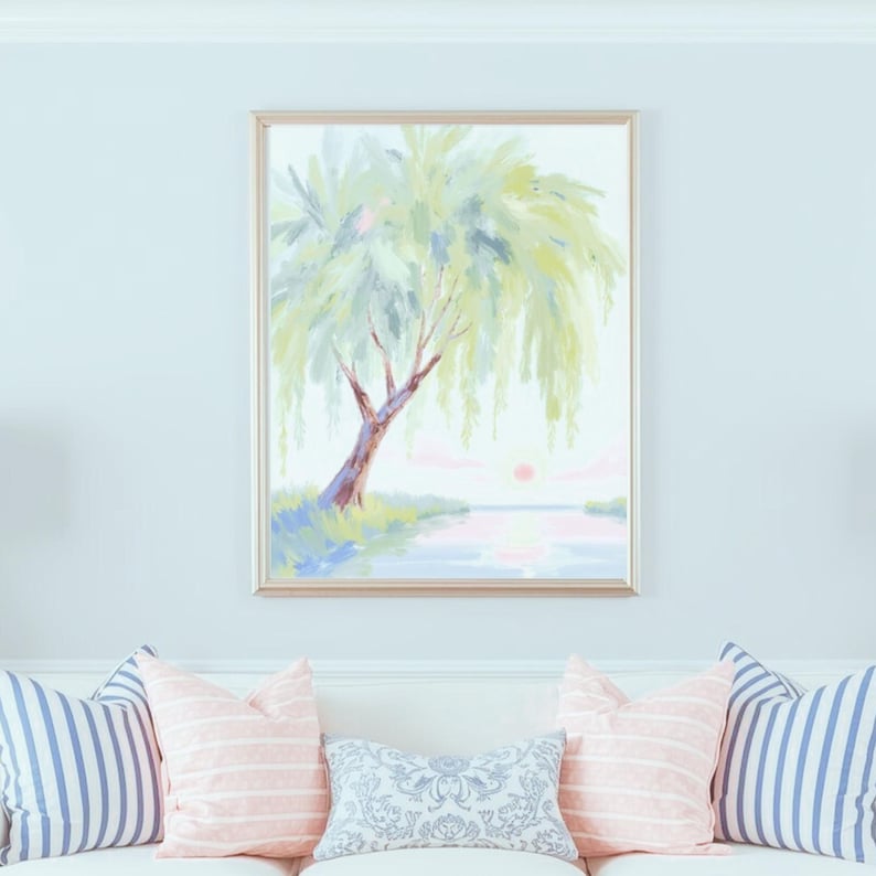 Pastel Beach Wall Art Set – Preppy Coastal Printable Gallery Wall – Grandmillennial Ocean Decor – Pink & Blue Summer Beach House Art image 5