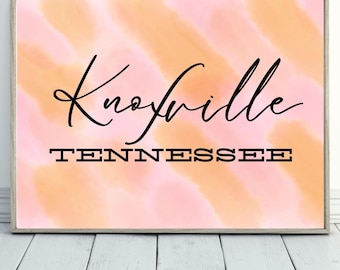 University of Tennessee Dorm Decor Printable | Knoxville Tennessee Wall Art | Vols College Apartment Decor | Orange Pink Abstract Print