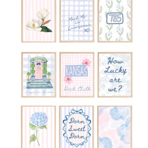 University of Kansas Dorm Decor Printable Set | KU Jayhawks Preppy Gallery Wall | Lawrence Kansas College Apartment Decor