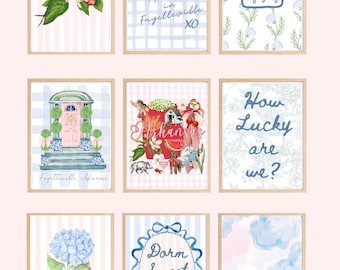 Juego de láminas imprimibles para la pared de la residencia universitaria de los Arkansas Razorbacks / Galería de pared estilo preppy de Fayetteville / Láminas para la residencia universitaria de la hermandad Hogs / Regalo de graduación