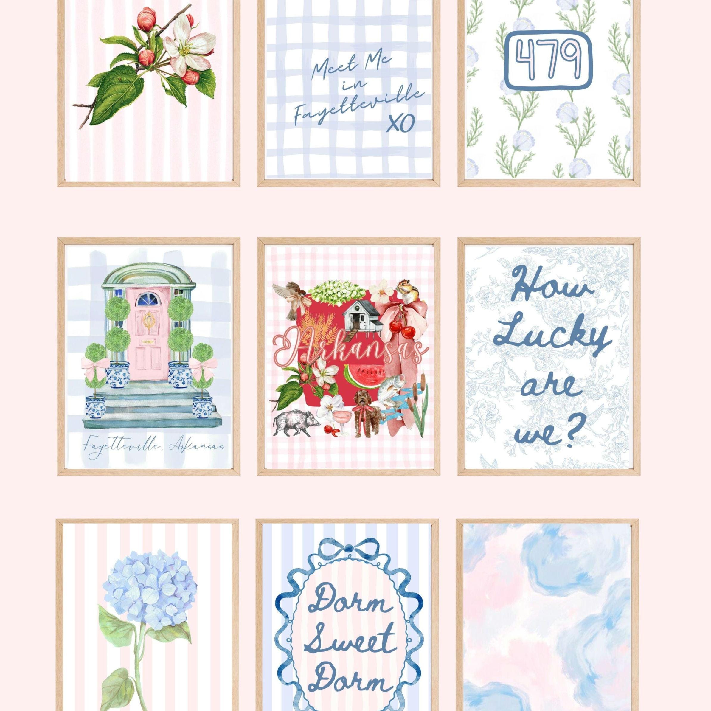 Arkansas Razorbacks Dorm Wall Art Printable Set | Fayetteville Preppy ...