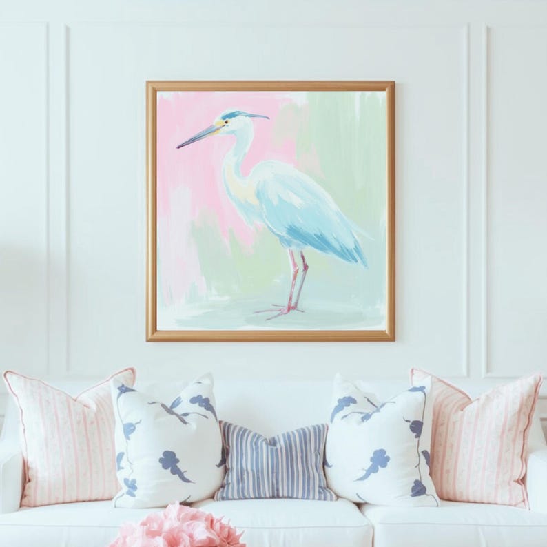Pastel Beach Wall Art Set – Preppy Coastal Printable Gallery Wall – Grandmillennial Ocean Decor – Pink & Blue Summer Beach House Art image 3