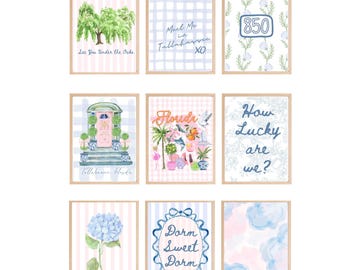 Conjunto de láminas imprimibles para la pared de la residencia universitaria de Florida State / Galería de arte preppy de FSU / Láminas de la hermandad de Tallahassee / Regalo de graduación