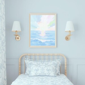 Pastel Beach Wall Art Set – Preppy Coastal Printable Gallery Wall – Grandmillennial Ocean Decor – Pink & Blue Summer Beach House Art image 7