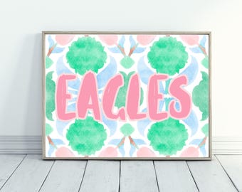 Stampa decorativa con aquile / Decorazione da parete / Decorazione per appartamento universitario / Stampa astratta preppy