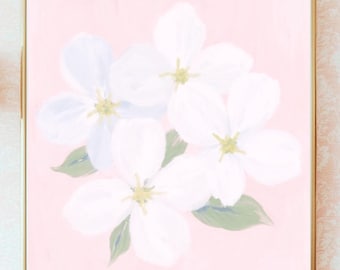 Arte mural botánico estilo preppy sureño JPG / Decoración vintage de cornejo Grandmillennial con encanto sureño / Impresión cuadrada floral en tonos pastel
