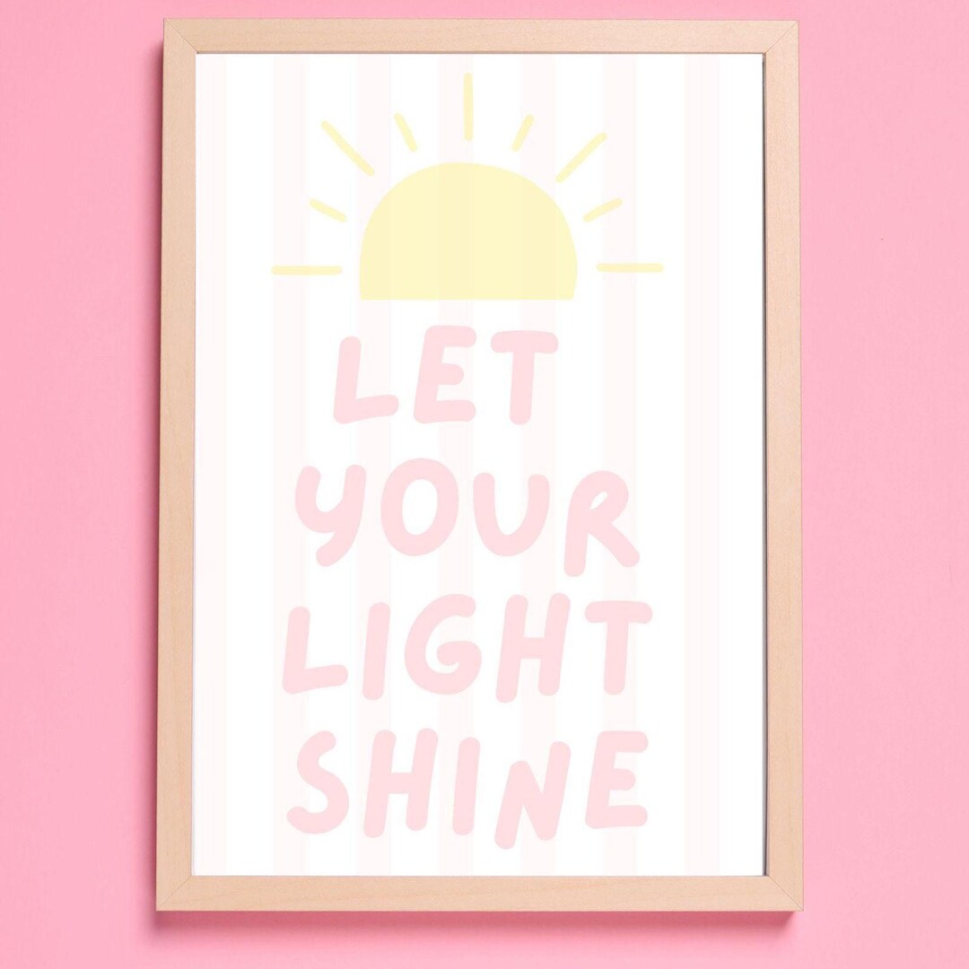 Grandmillennial Girls Room Print | Let Your Light Shine Wall Art ...