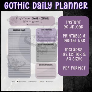 Gothic Daily Planner: Dark Academia Witchy Organizer (PDF Download, US Letter & A4
