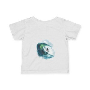 Surfing Baby Infant Fine Jersey Tee, Cute Beach Waves Surfer Kid Shirt, Ocean Theme Toddler Top, Summer Surfboard Outfit, Coastal Baby
