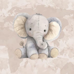 Panel de tela de elefante, mapa del mundo de la fauna salvaje de la sabana de safari exótico - Ropa, manualidades, decoración - Felpa francesa - 40 x 50 cm