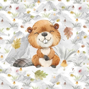 Pannello in tessuto Wildwood Beaver, animali della foresta, fauna selvatica del bosco - Abbigliamento, artigianato, decorazioni - French Terry - 40 x 50 cm