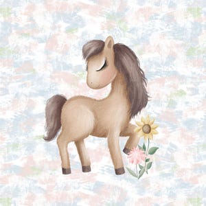 Country Horse Fabric Panel, Countryside Pony Cottage Design - 15&quot; x 15&quot; (38 cm x 38 cm) - 100% Cotton - Perfect for Quilting, Crafts & Decor