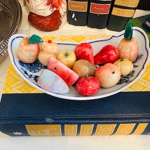 Italian Alabaster Petite Hand Carved Decorative Fruit Set