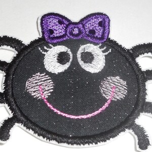 Spider Iron On Applique: Halloween Glitter Patch with Sequin Bow