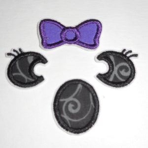 Girly Ghost - Halloween- Ready to Ship patch- Free Shipping-  Machine Embroidery- Iron on- applique-patch