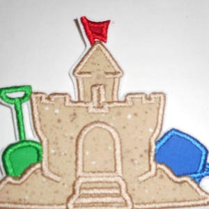 Sand Castle iron on patch- Free Shipping- 91.7mmx96.2mm-  Sand Castle- Ready to Ship patch- - iron on- applique- patch