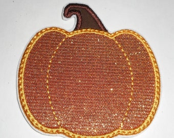 Pumpkin -Ready to Ship patch- Halloween -- Machine embroidery  -iron   on- applique-  -patch-fall