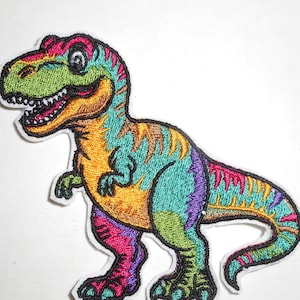 Dinosaur   Iron-On Patch: -T Rex -Embroidered -Applique -iron on-all thread patch