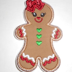 Gingerbread Girl Patch: Christmas Iron-On Applique (99.8x62.0 mm)