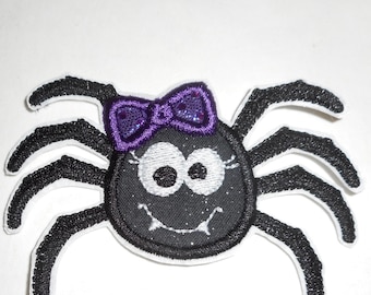 Girly Spider- spider- Patch-: Iron-On -Applique- -sequin  Bow-fall-Halloween
