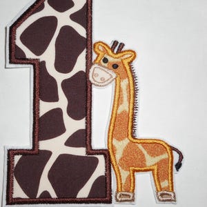 Giraffe -Birthday- Iron On Patch - Number One- -Applique-patch-banner patch