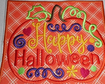 Halloween-Pumpkin-  -Ready to Ship  patch-Birthday Smash -Machine Embroidery -iron on -applique- patch=