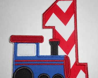Train Number One Iron On Patch – Birthday Applique (6.15x4.74)