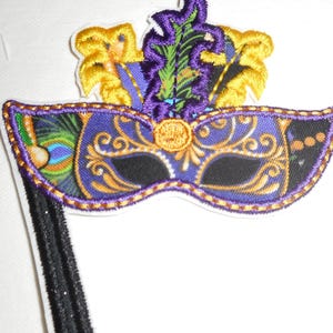 Mardi Gras Mask Patch:   Jester Applique (3.90x3.61 )machine embroidery- patch