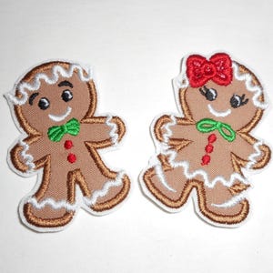 Christmas Gingerbread Iron-On Patch: Sequin Bow Applique