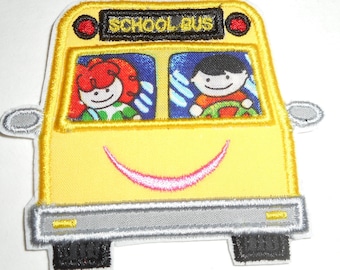 School Bus Iron-On Applique: Embroidered Patch
