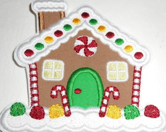 Measure 3.92 x3.72   Gingerbread- gingerbread House - Ready to Ship patch -iron on -applique-patch- free shipping