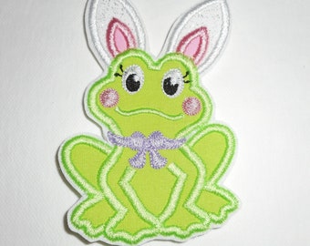 Easter  - frog- frog bunny- Happy Birthday -Ready to Ship patch- -Machine Embroidery -Iron on-applique-patch