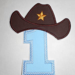 Cowboy Hat Number 1 Birthday Iron On Patch (5.17 x 4.48)