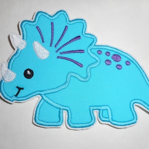 Triceratops Dinosaur Iron On Patch: Birthday Applique (5.91x4.10)-T -rex