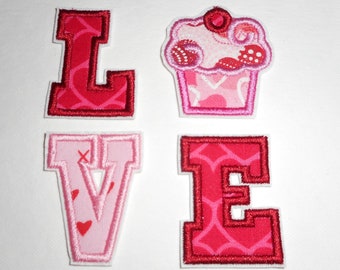 Ready To Ship  patch- Valentine- Love- Cupcake- - Iron on- applique - Free shipping-patch