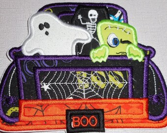 Halloween=  BOO =  BOO Truck =Ready to Ship patch-  Machine Embroidery   iron on applique