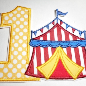 Number 1  Circus  tent-Ready to Ship patch-Machine Embroidery -iron on -applique- patch-clown-circus