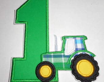 Free Shipping- Ready to Ship patch- Number 1 tractor- Machine Embroidery- Iron on- applique-patch