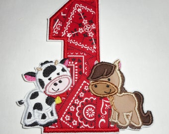 Birthday- Farm  Animals - Barn -Animals -Ready to  Ship patch-  Machine Embroidery- iron on- applique-patch- free shipping