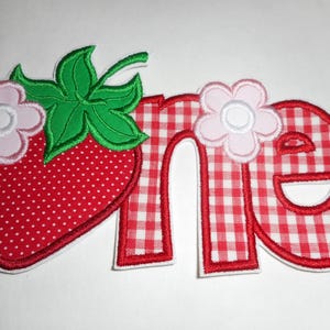 Strawberry Birthday iron on patch- Applique Patch: Iron-On-  Banner (6.87x3.99)