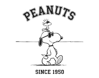 Peanuts 1950 PNG,Retro Snoopy & Woodstock Shirt Design,Classic Cartoon Graphic,Digital Download, Cute cartoon Png