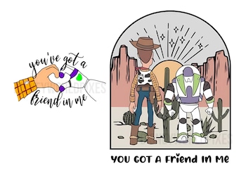 Toy Story PNG, You Got a Friend in Me PNG, Woody e Buzz Lightyear Download digitale, Design per sublimazione Migliori amici, Clip art Cowboy del deserto