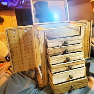7-Tier Wooden Jewelry Box Organizer: Vintage Style, Necklace Hooks