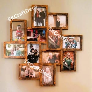 Conjunto de 12 Molduras de colagem de fotos de madeira | Moldura de fotos de família | Moldura de colagem de fotos | Moldura de várias fotos | Moldura de fotos 4x6 | Exibição de fotos