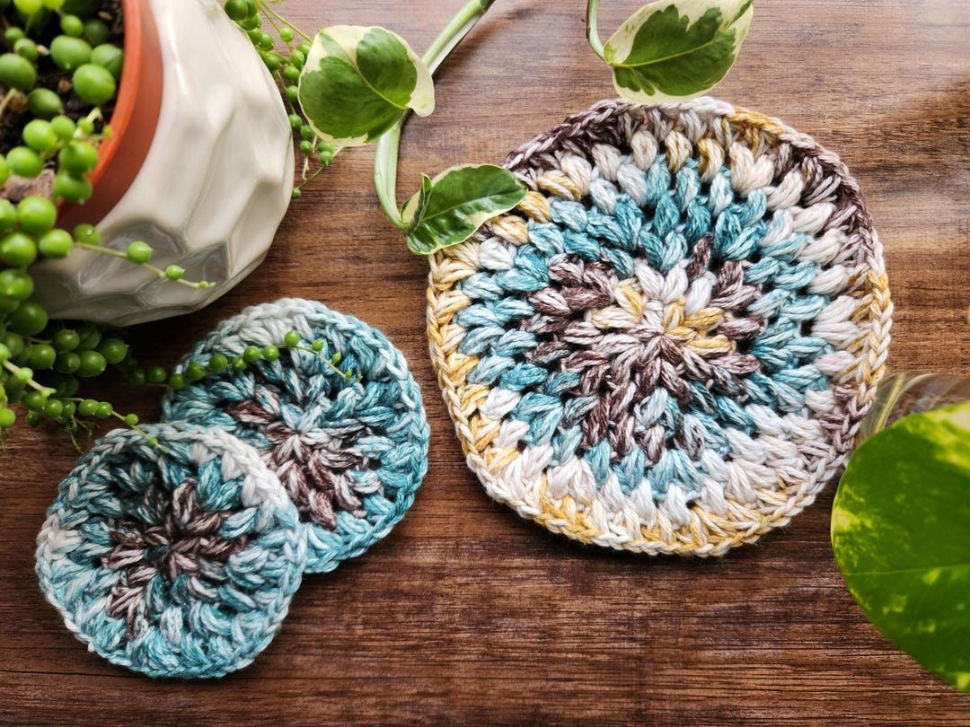 Puff Coasters Puff Flower Coasters & Hotpad Set - 100 % Cotton, Heat Resistant ...