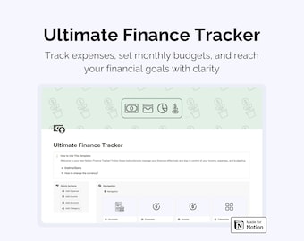 Notion Template Personal Finance Tracker Budget Tracker | Income and Expense Tracker Notion Template | Notion Finance Tracker, Money Tracker