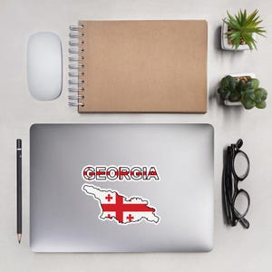 Pegatina troquelada del Orgullo de Georgia / Vinilo personalizado / 14 cm x 14 cm / Bandera de Georgia / Mapa de Georgia / País de Georgia / GEO