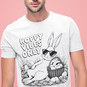 Camiseta de conejito de Pascua - Camiseta de flores de Pascua / Camiseta con gráfico de huevos de Pascua / Camiseta divertida de conejito / Atuendo pastel / Regalo retro de Pascua / Búsqueda de huevos de Pascua